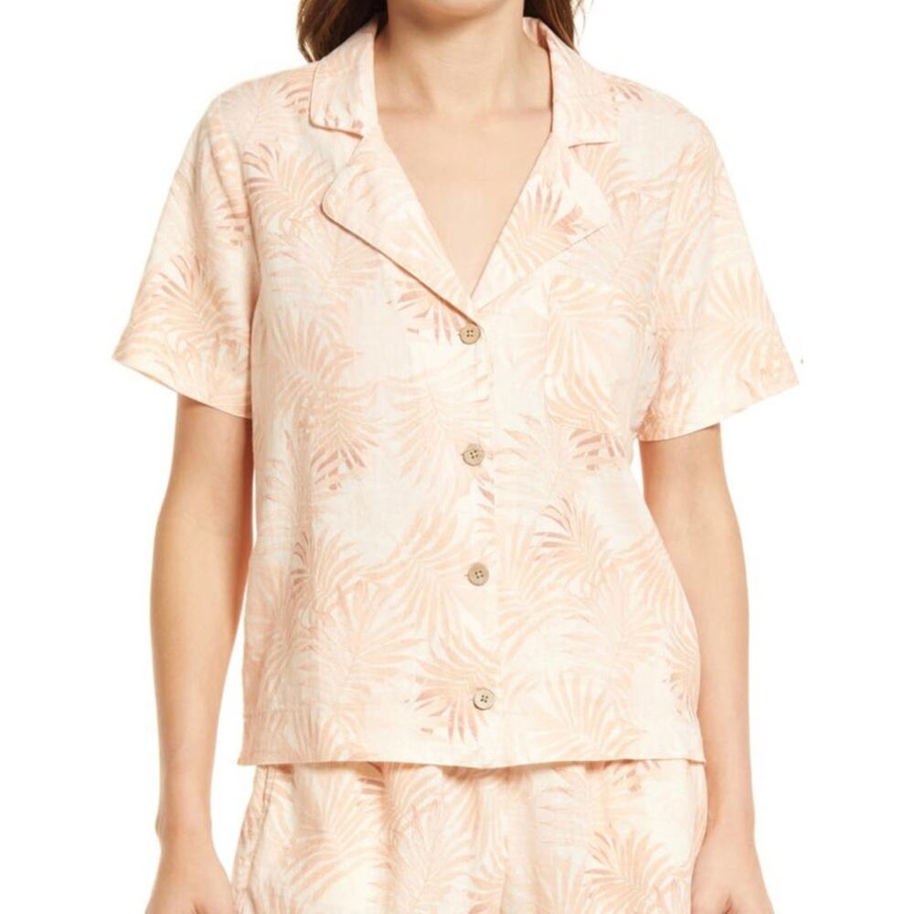 NWT Faherty Paradise Cove Linen Blend Short Sleeve Button Down Camp Shirt XS